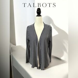 Talbots, Navy & White Striped Cardigan, Medium